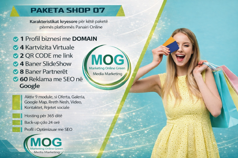 Paketa SHOP me 60 reklama, Faqe interneti E Shop, Website E Commerce dyqan online, Web faqe per dyqan online E Shop, Dyqan per shitje online E Shop, marketing digjital Shqiperi, reklame me dyqan online, Profil biznesi me link, website per biznes